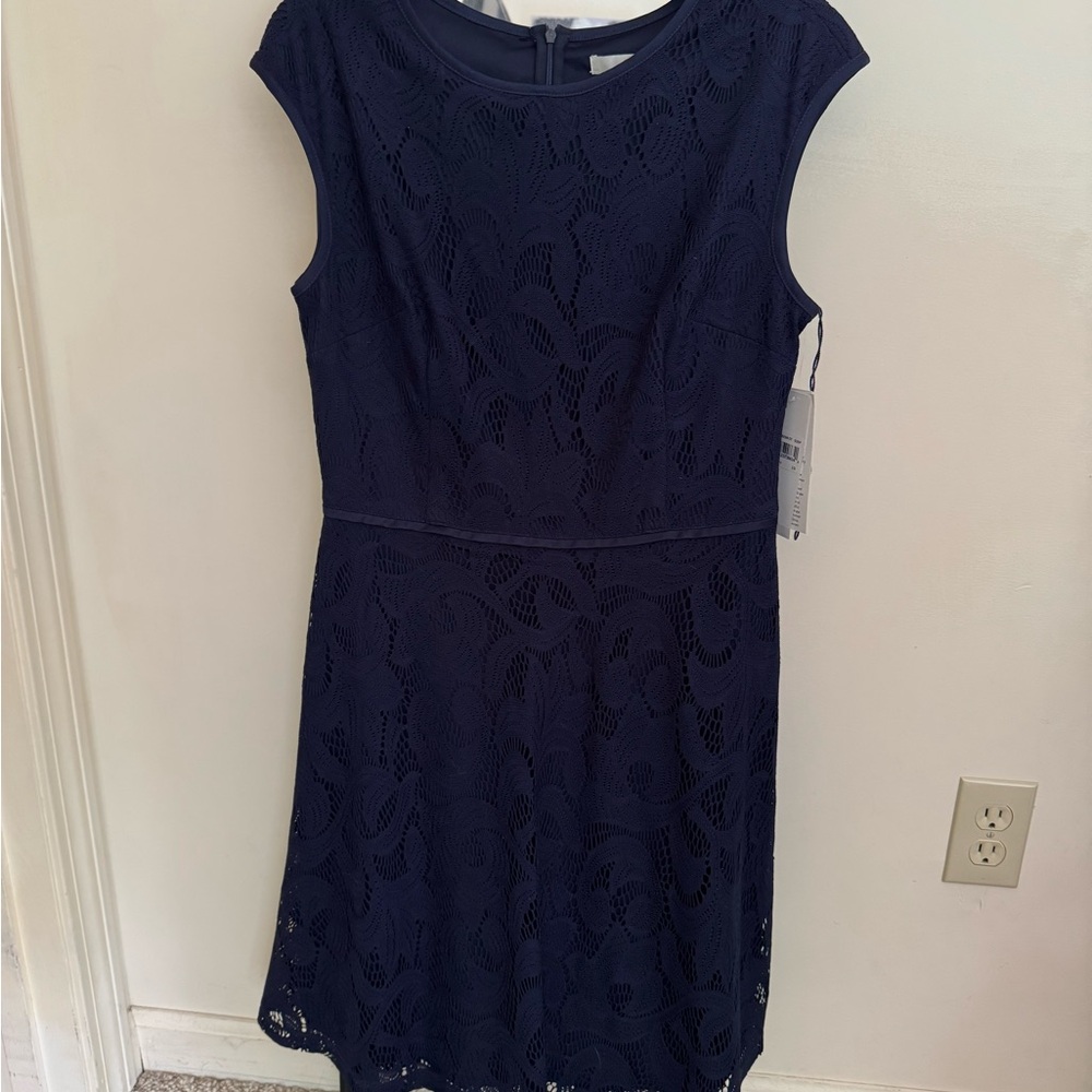 Blue Leeah Lace Knit Dress